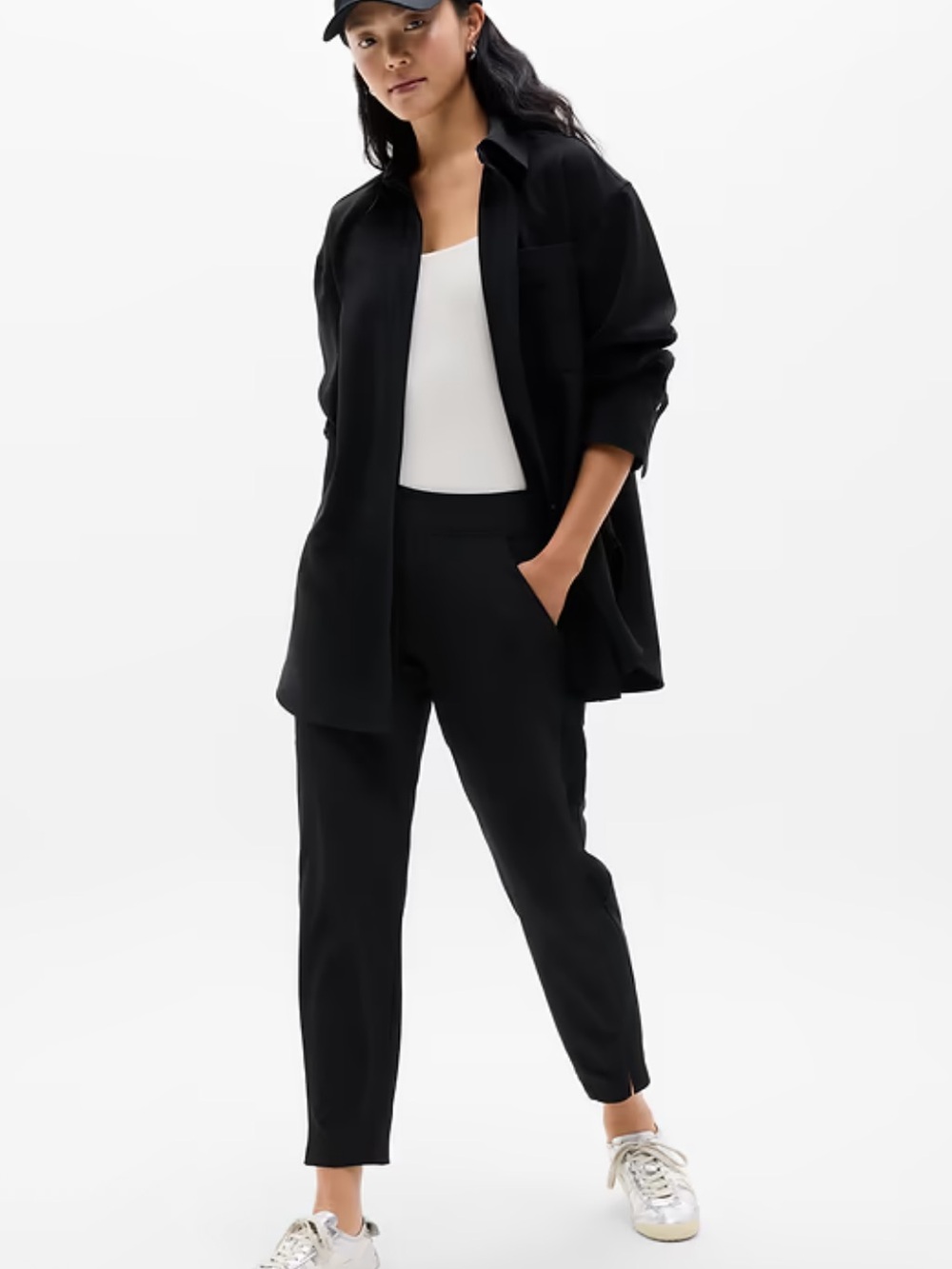 Athleta Brooklyn Mid Rise Ankle Pant black elastic waist 6